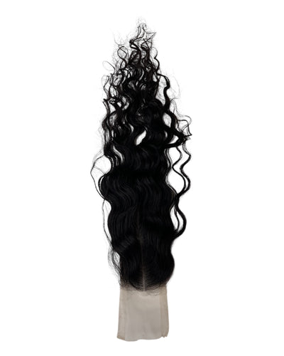 Closure HD Raw Hair Bouclée Brun Foncé #1B - 2x6 16 Pouces