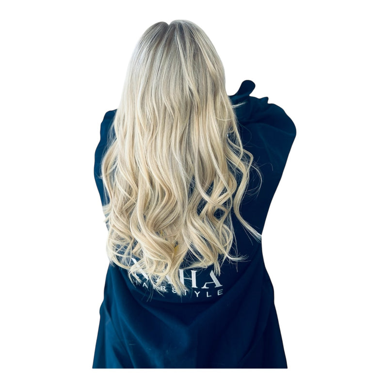 Extensions Cheveux Ondulés NahaHair – Blond Très Clair #613, 100 % cheveux humains, texture naturelle