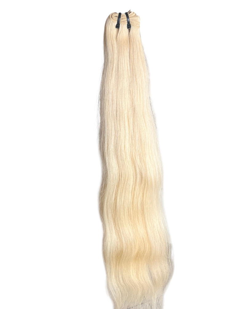 Extensions Cheveux Ondulés NahaHair – Blond Très Clair #613, 100 % cheveux humains, texture naturelle