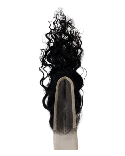 Closure HD Raw Hair Bouclée Brun Foncé #1B - 2x6 16 Pouces