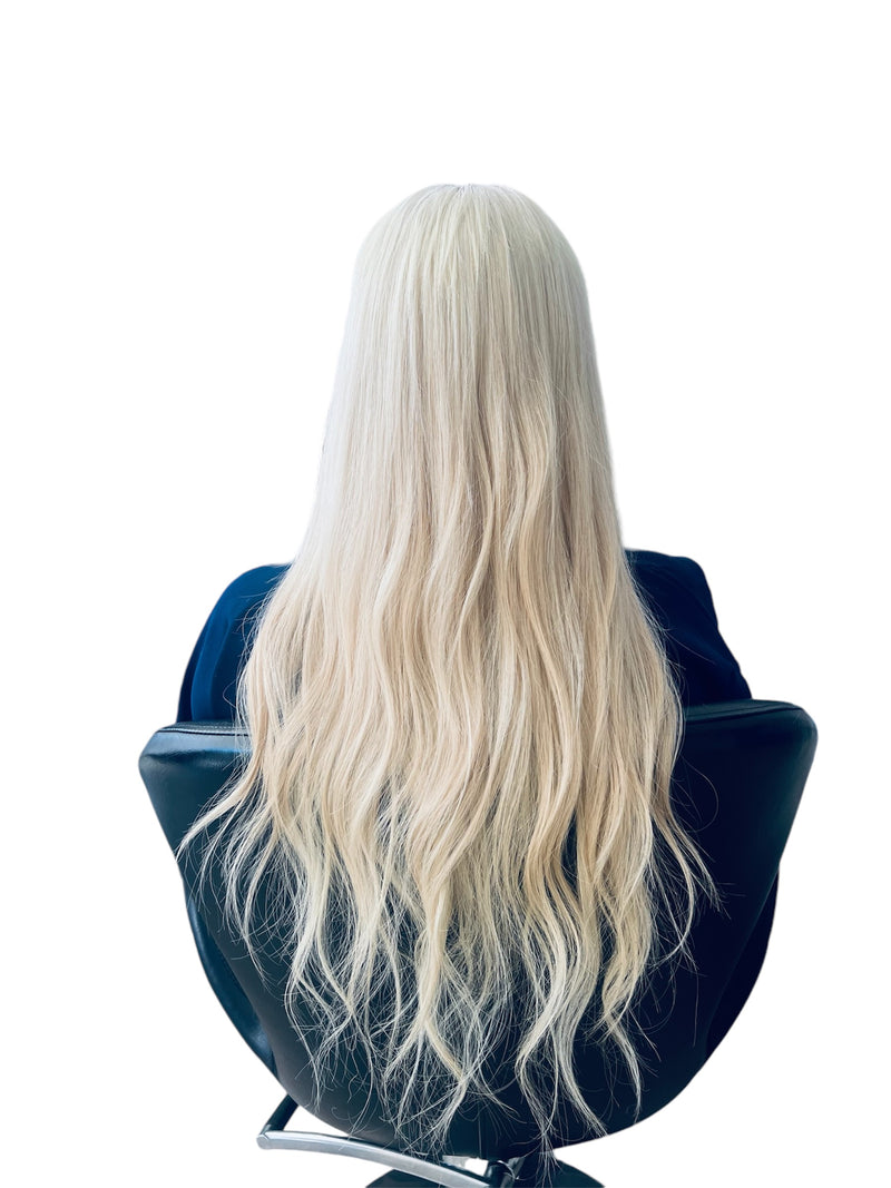 Extensions Cheveux Ondulés NahaHair – Blond Très Clair #613, 100 % cheveux humains, texture naturelle