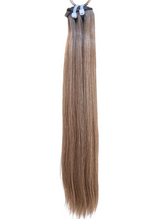 Extensions Cheveux Lisses NahaHair – Méché #4/24 Marron Clair & Blond, 100 % cheveux humains, texture premium