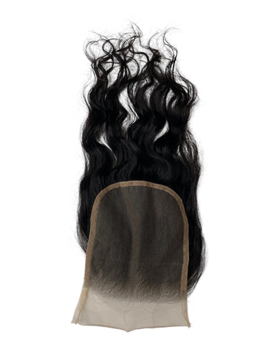 Closure HD Raw Hair Ondulée Brun Foncé #1B - 6x6 16 Pouces