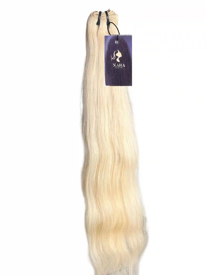 Résultat extensions cheveux lisses blond platine 613 volume lumineux naturel