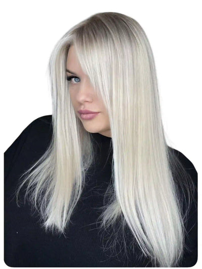 Extensions Cheveux Lisses NahaHair – Blond/Blanc #60, 100 % cheveux humains, texture premium