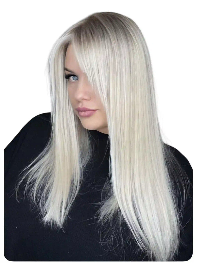 Extensions Cheveux Lisses NahaHair – Blond/Blanc #60, 100 % cheveux humains, texture premium