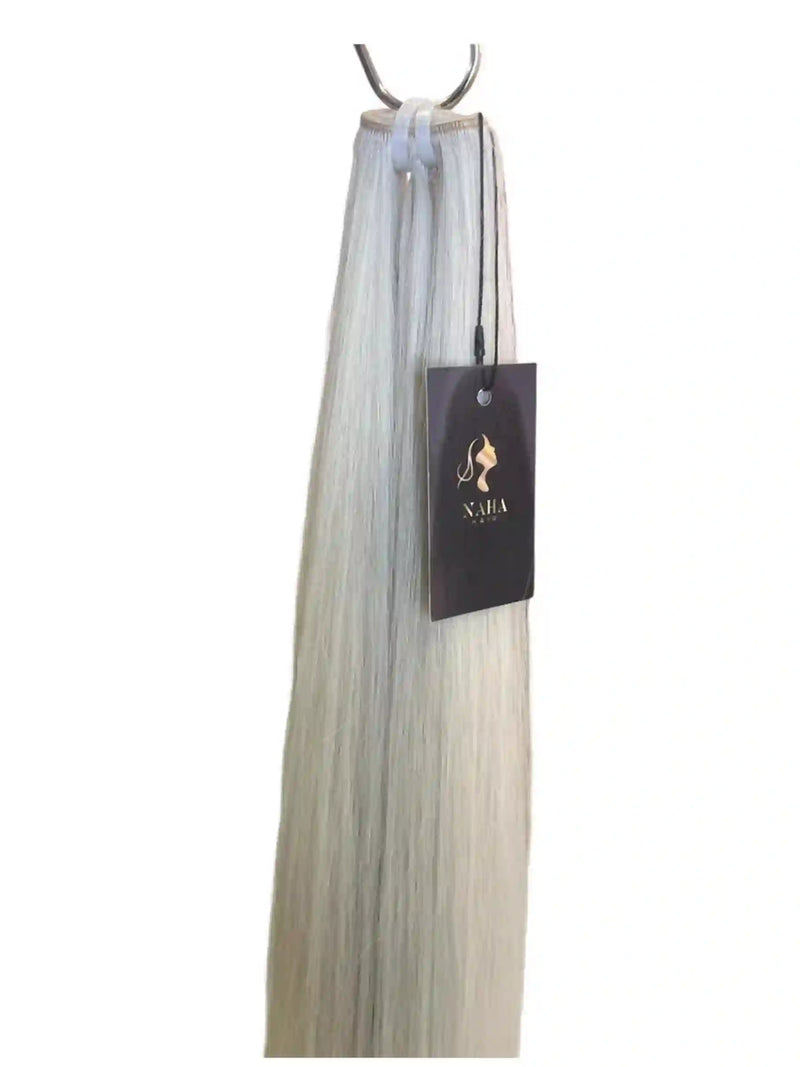 Extensions Cheveux Lisses NahaHair – Blond/Blanc #60, 100 % cheveux humains, texture premium