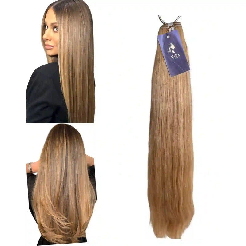 Extensions Cheveux Lisses NahaHair – Blond Miel Vénitienne #18, texture naturelle premium