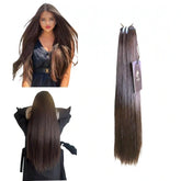 Extensions Cheveux lisse NahaHair – Brun #2, 100 % cheveux humains, texture naturelle