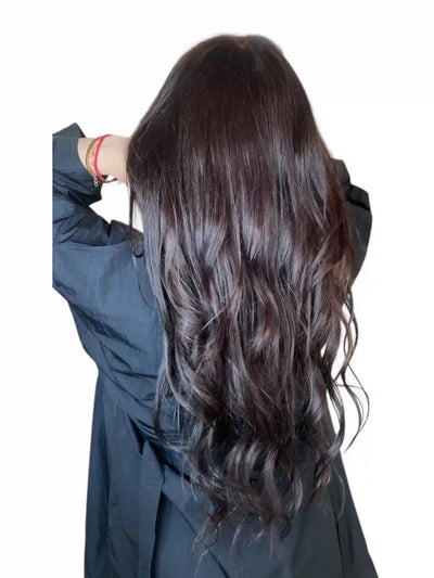 Extensions Cheveux lisse NahaHair – Brun #2, 100 % cheveux humains, texture naturelle