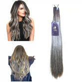 Extensions Cheveux Lisses NahaHair – Méché Châtain & Blond Platine #2/60, 100% cheveux humains Raw Hair, effet balayage naturel