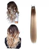 Extensions Cheveux Lisses NahaHair – Tie and Dye #4/613 Châtain Clair & Blond, 100 % naturels, texture premium