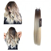 Extensions Cheveux Lisses – Tie and Dye #2/60 Châtain Clair & Blond