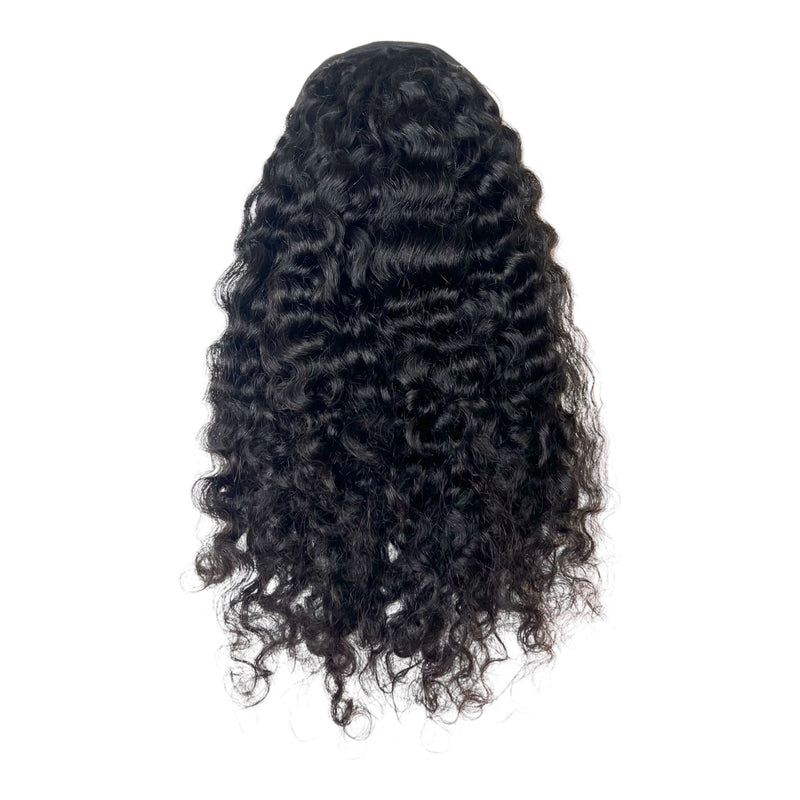 Queue de Cheval Cheveux Bouclés NahaHair – Brun Foncé 1B, 100 % cheveux humains, texture naturelle