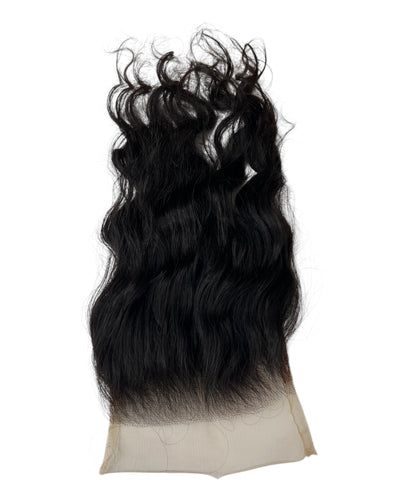 Closure HD Raw Hair Ondulée Brun Foncé #1B - 6x6 16 Pouces