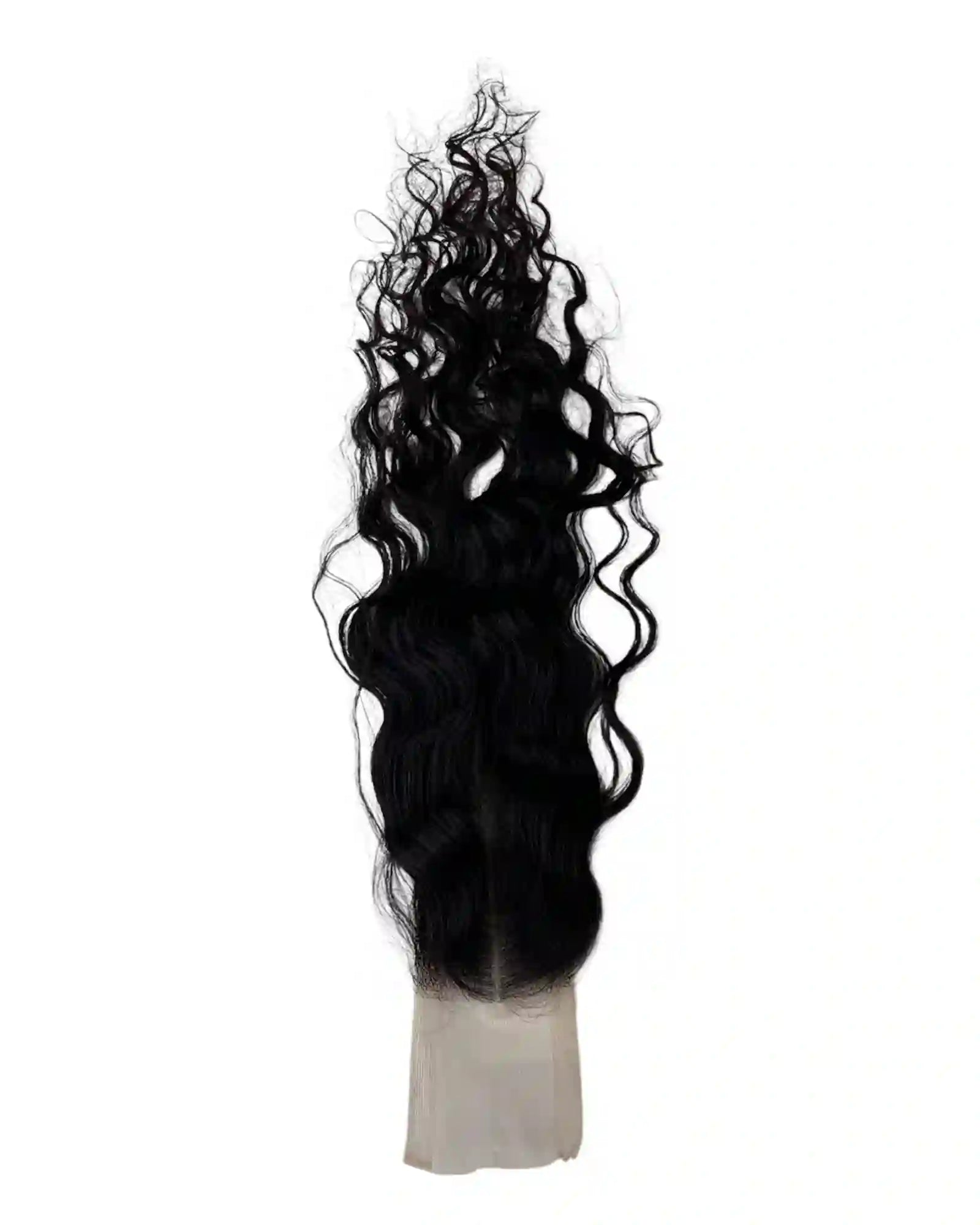 Closure HD 2x6 bouclée brun foncé #1B Raw Hair 100% naturel. Format rectangulaire, boucles définies, raie centrale glamour. Durée 3-5 ans. France.