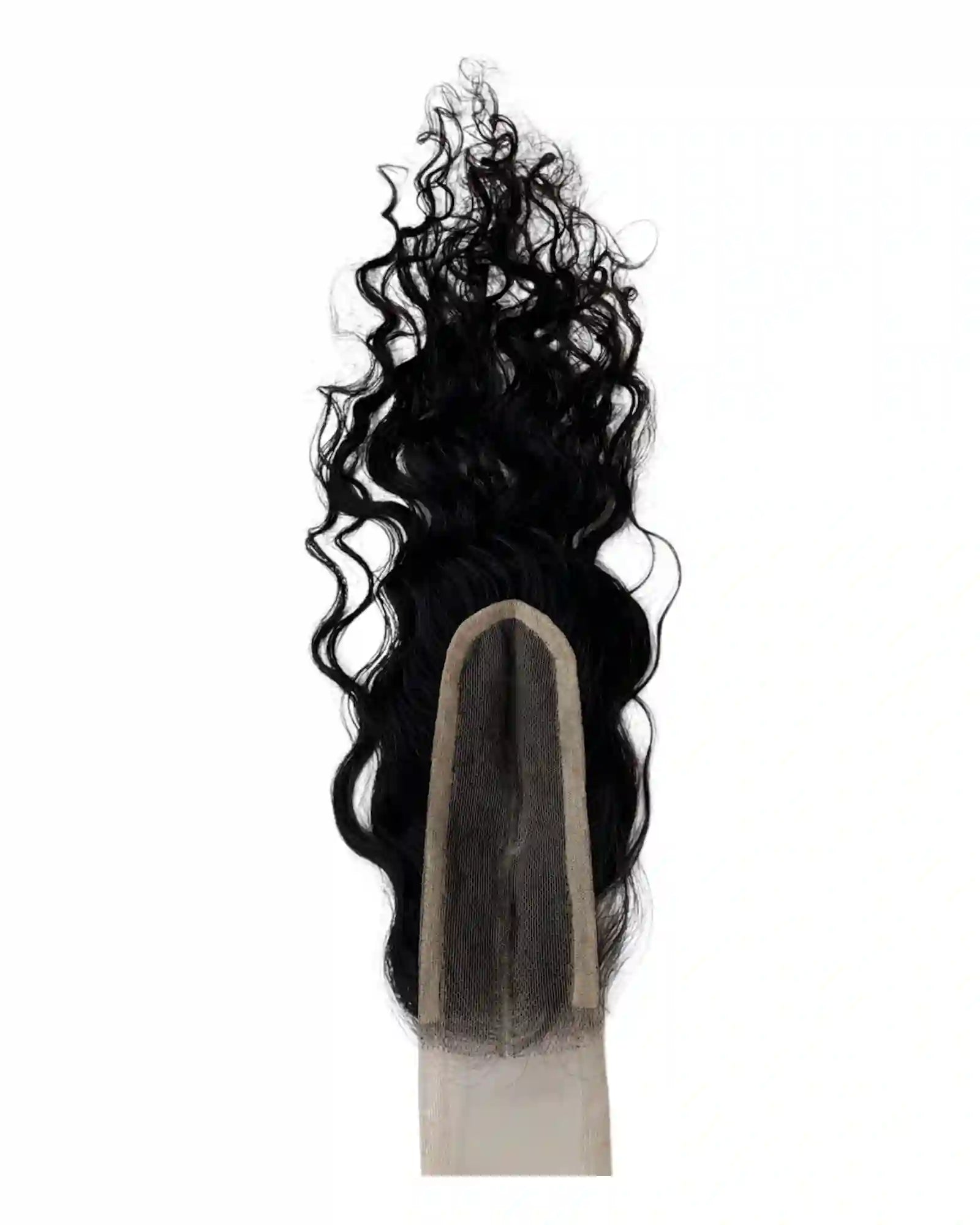 Closure HD 2x6 bouclée brun foncé #1B Raw Hair 100% naturel. Format rectangulaire, boucles définies, raie centrale glamour. Durée 3-5 ans. France.