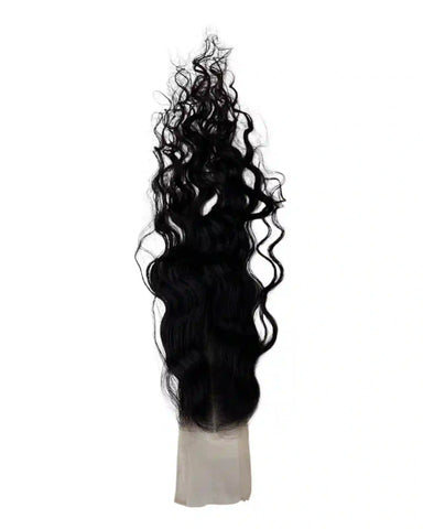 Closure HD 2x6 bouclée brun foncé #1B Raw Hair 100% naturel. Format rectangulaire, boucles définies, raie centrale glamour. Durée 3-5 ans. France.