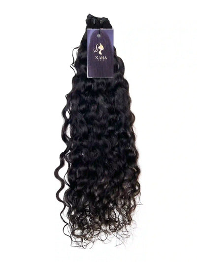 Extensions Cheveux Bouclés NahaHair – Brun Foncé 1B, 100 % cheveux humains, texture naturelle