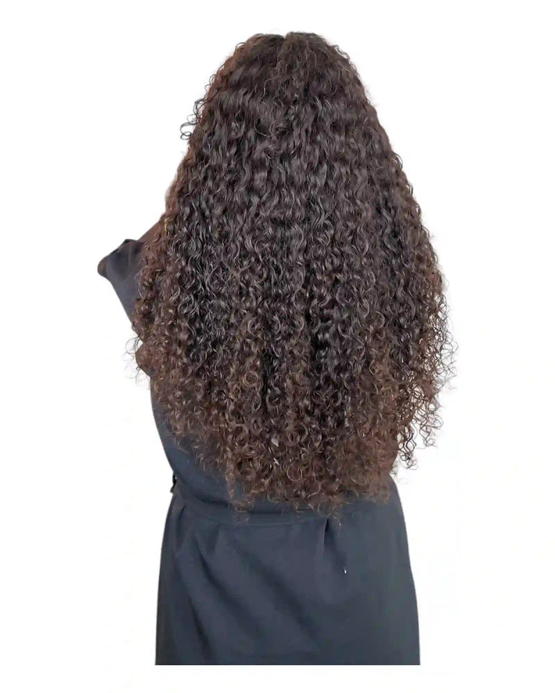 Extensions Cheveux Bouclés NahaHair – Châtain Foncé #2, 100 % cheveux humains, texture naturelle