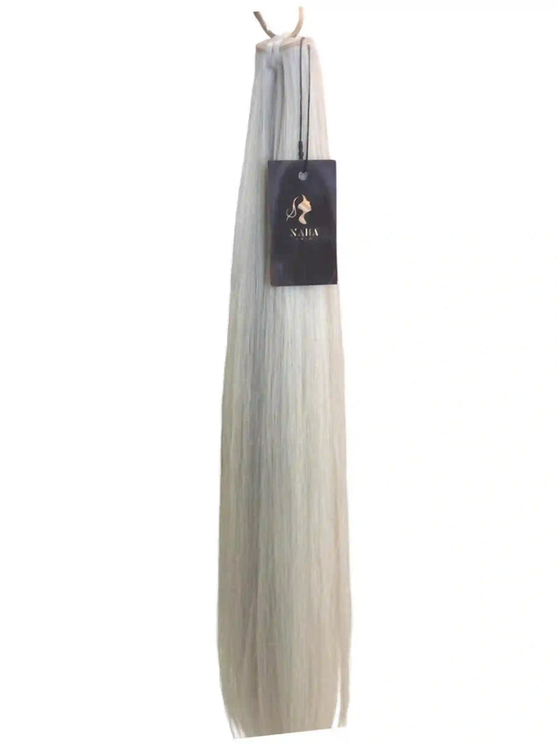 Extensions Cheveux Lisses NahaHair – Blond/Blanc #60, 100 % cheveux humains, texture premium