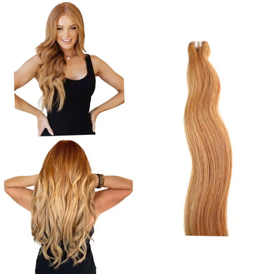 Extensions Cheveux Lisses NahaHair – Roux #27, 100 % cheveux humains-à la brésilienne, texture premium-Paris-Salon de provinces