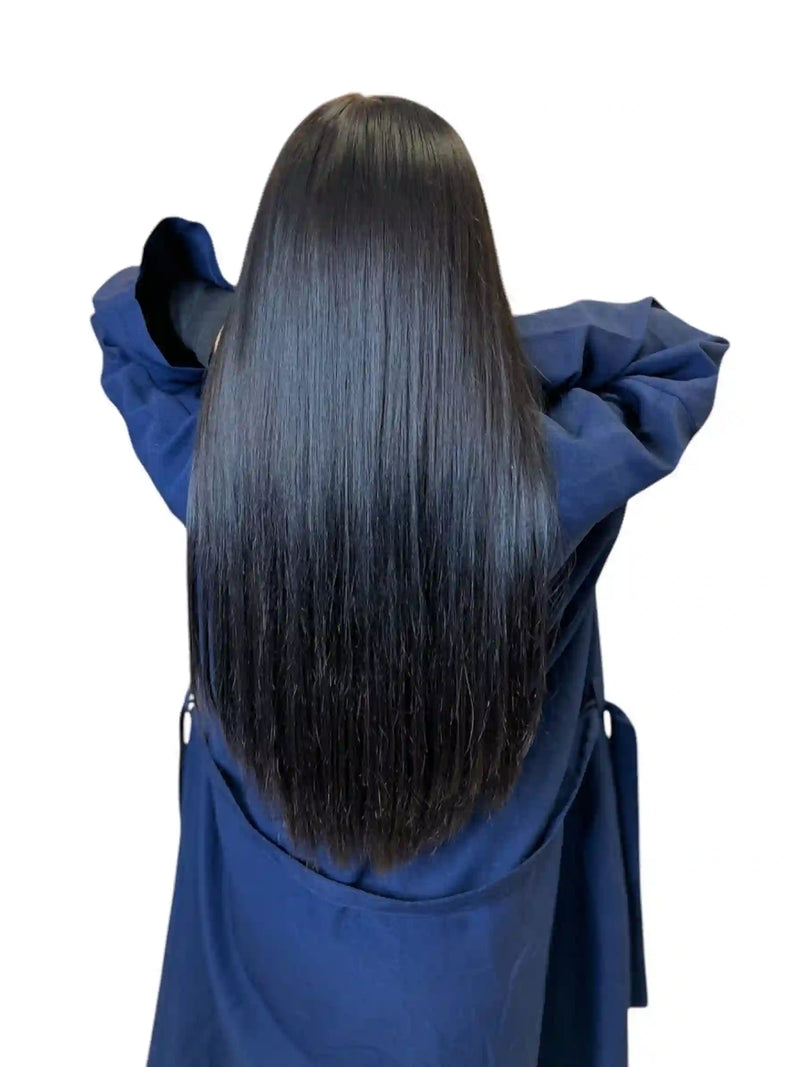 Extensions Cheveux Lisses NahaHair – Brun Foncé #1B, 100 % cheveux humains, texture premium