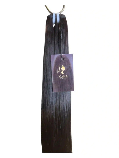 Extensions Cheveux Lisses NahaHair – Brun Foncé #1B, 100 % cheveux humains, texture premium