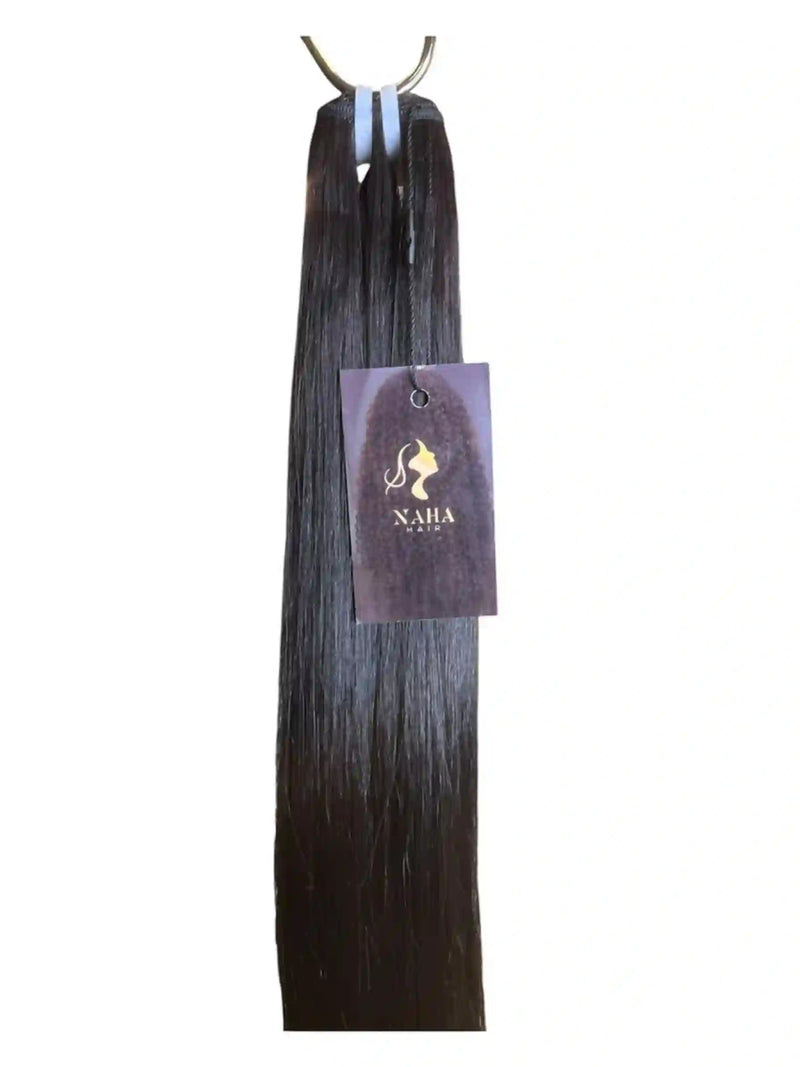 Extensions Cheveux Lisses NahaHair – Brun Foncé #1B, 100 % cheveux humains, texture premium