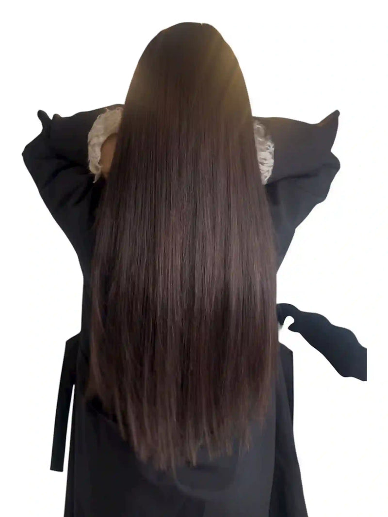 Extensions Cheveux lisse NahaHair – Brun #2, 100 % cheveux humains, texture naturelle
