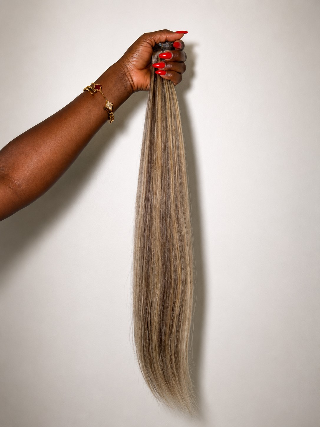 Extensions Raw Hair Lisses Méchées – Châtain Foncé & Blond Platine #2/613