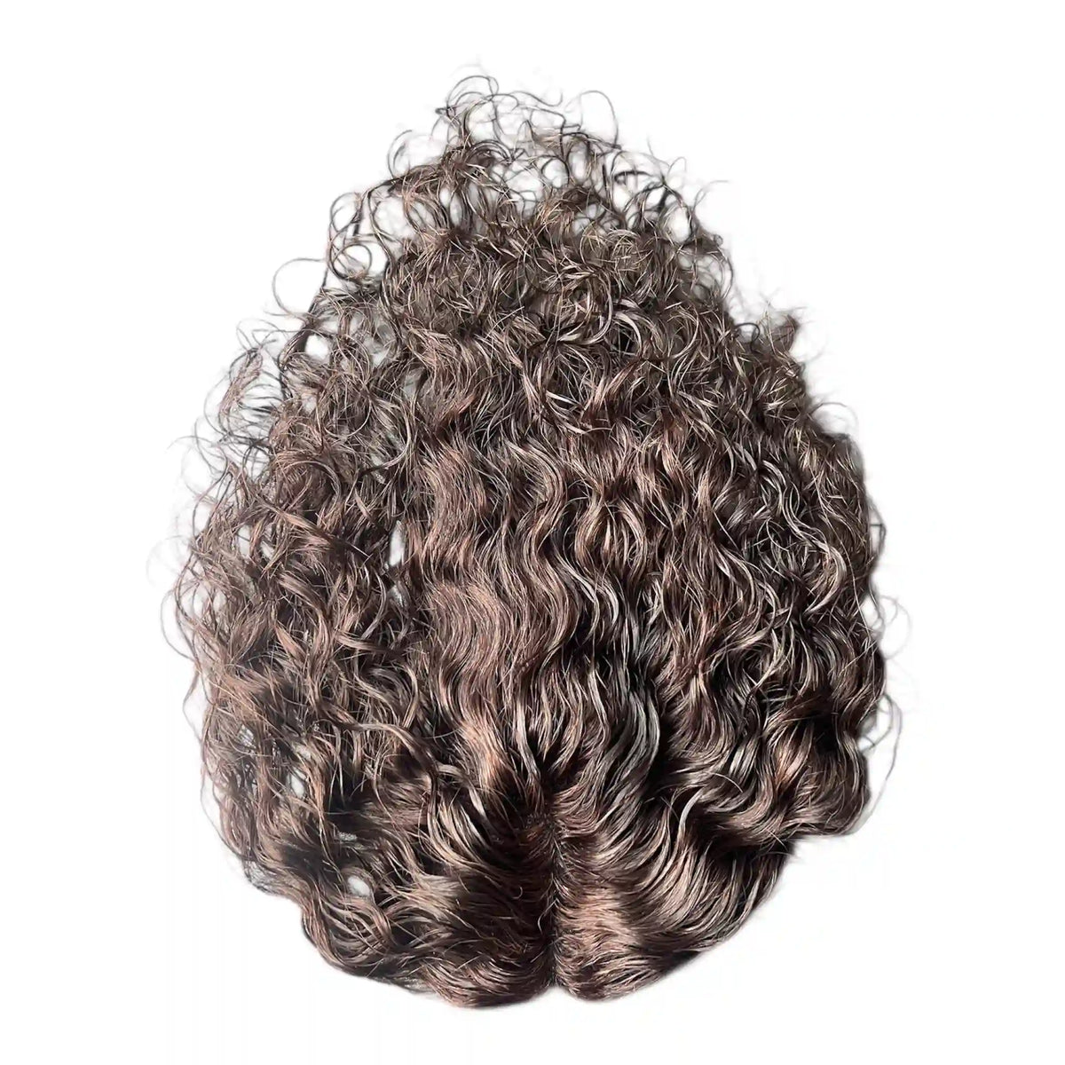 Volumateur topper 4x4 bouclé Cheveux Bruts 100% naturels. Volume instantané au sommet, solution alopécie, dentelle invisible. Durée 3-5 ans. France.