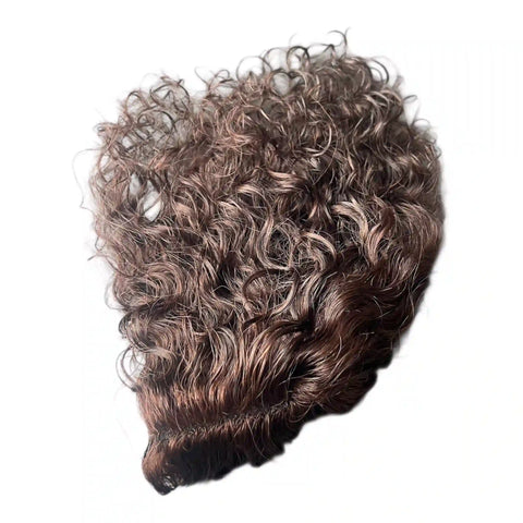 Volumateur topper 4x4 bouclé Cheveux Bruts 100% naturels. Volume instantané au sommet, solution alopécie, dentelle invisible. Durée 3-5 ans. France.