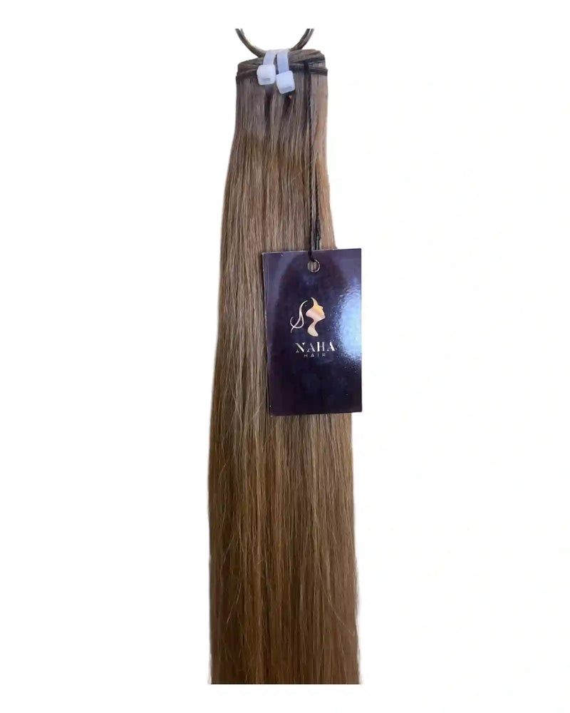 Texture extensions cheveux lisses brun méché - Cheveux humains naturels qualité premium - NahaHair