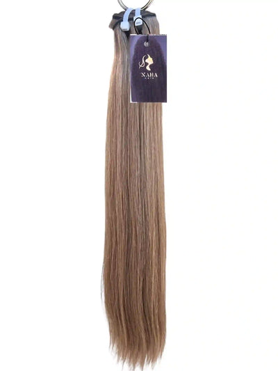 Extensions cheveux lisses méché marron clair et blond #4/24 - 100% cheveux humains premium - NahaHair France
