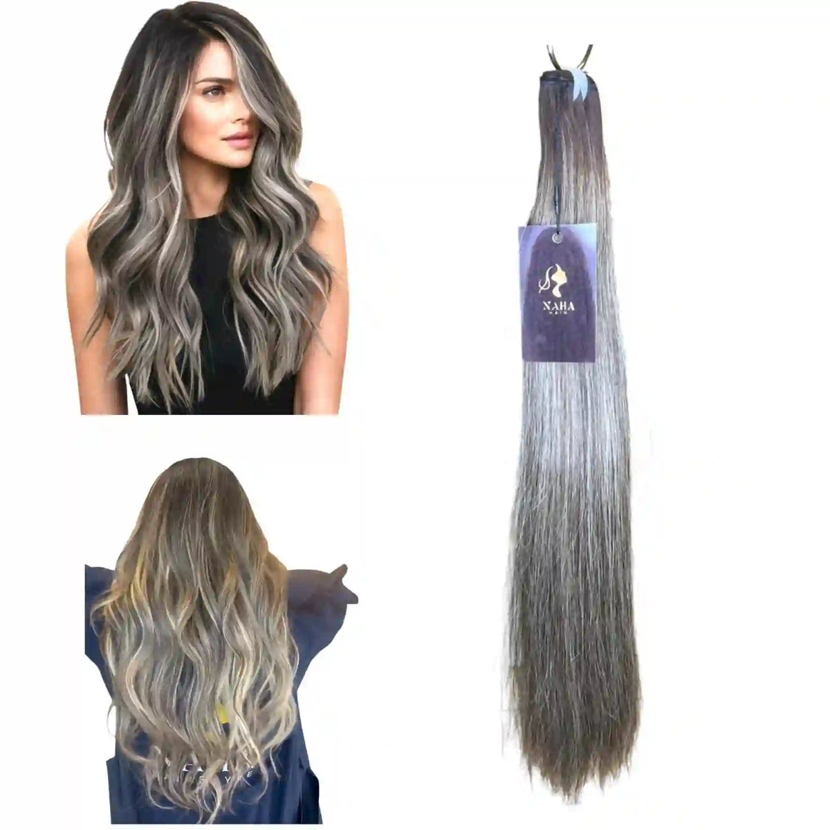 Extensions Cheveux Lisses NahaHair – Méché Châtain & Blond Platine #2/60, 100% cheveux humains Raw Hair, effet balayage naturel
