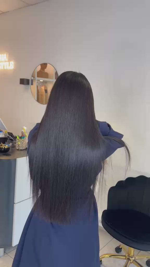 Cargar vídeo: Extensions Raw Hair Lisses Brun Foncé #1B - Luxe Naturel -Nahahair